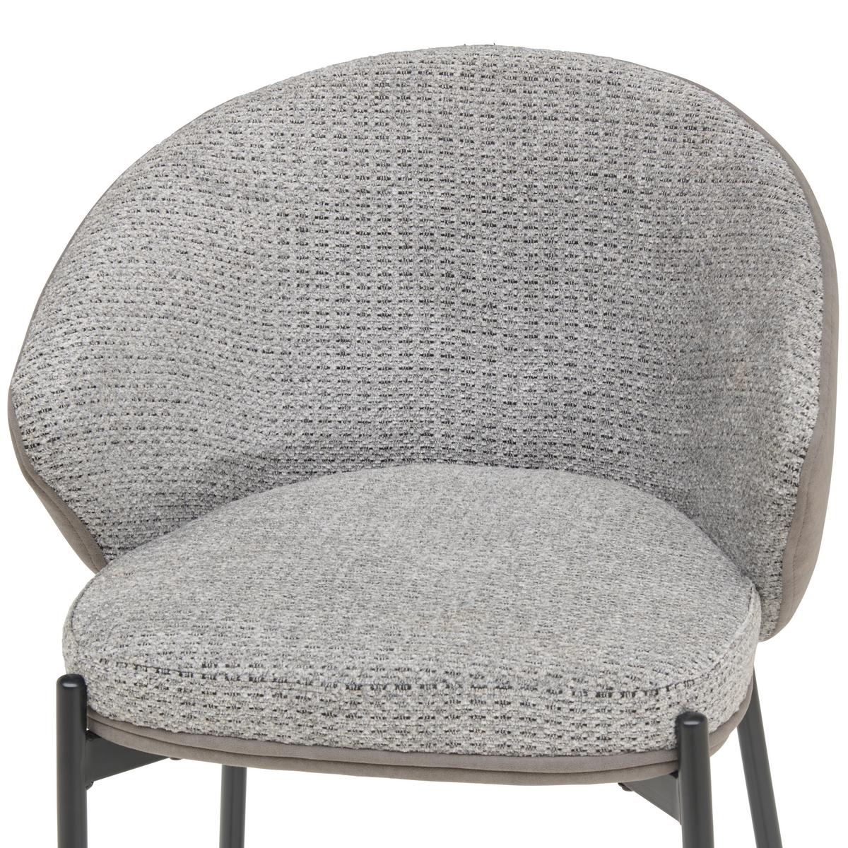 Barhocker Corey Samt Grau B: 53,5 Cm - Schwarz/Grau, MODERN, Textil/Metall (53,5/101/54cm) - MID.YOU