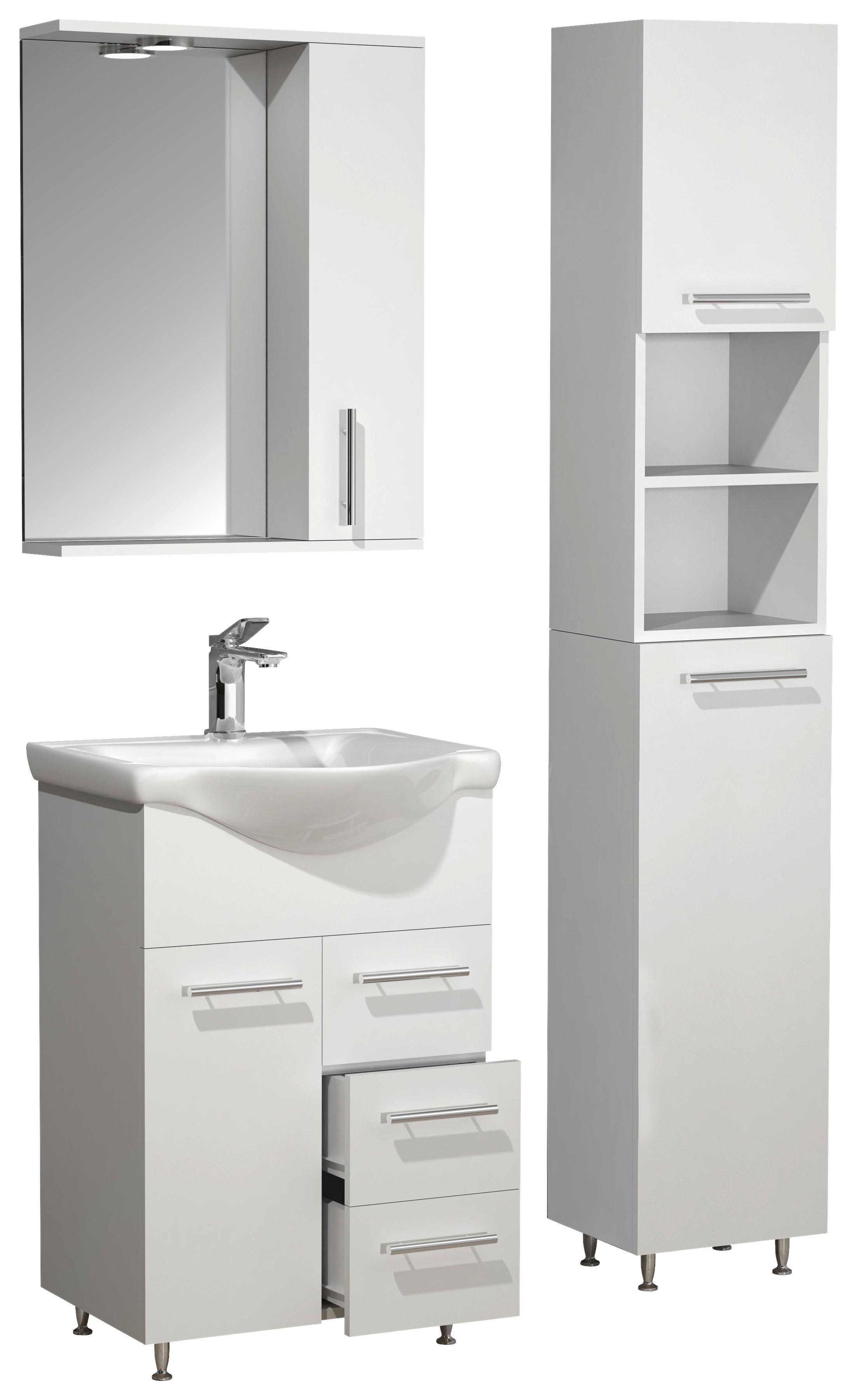 Badezimmer Lisalo L - Silberfarben/Weiß, MODERN, Glas/Keramik (85cm) - MID.YOU