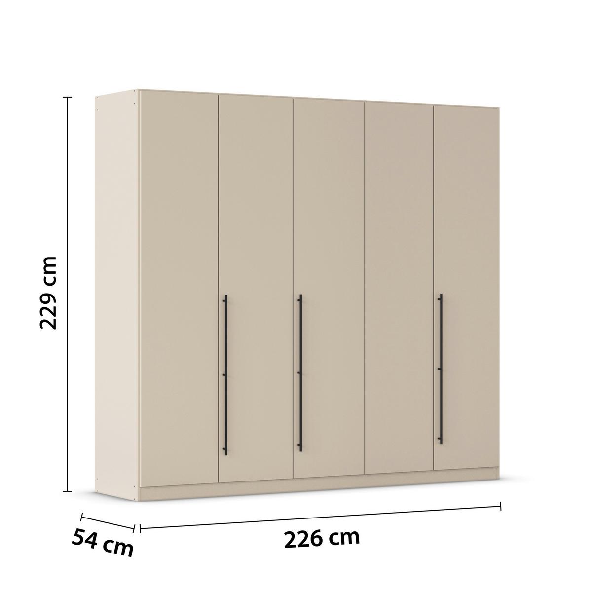 Kleiderschrank Safari B: 226 cm - Champagner/Grau, KONVENTIONELL, Holzwerkstoff (226/229/54cm)