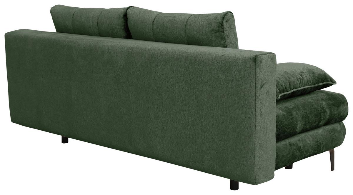 Rozkládací pohovka PERLA, tmavě zelený velur - černá/tmavě zelená, Konvenční, kov/textil (203/94/96cm)