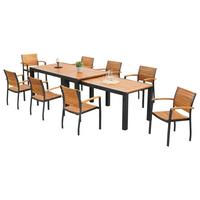 Gartengarnitur Santorin - Graphitfarben/Naturfarben, MODERN, Holz/Metall - Gardenson