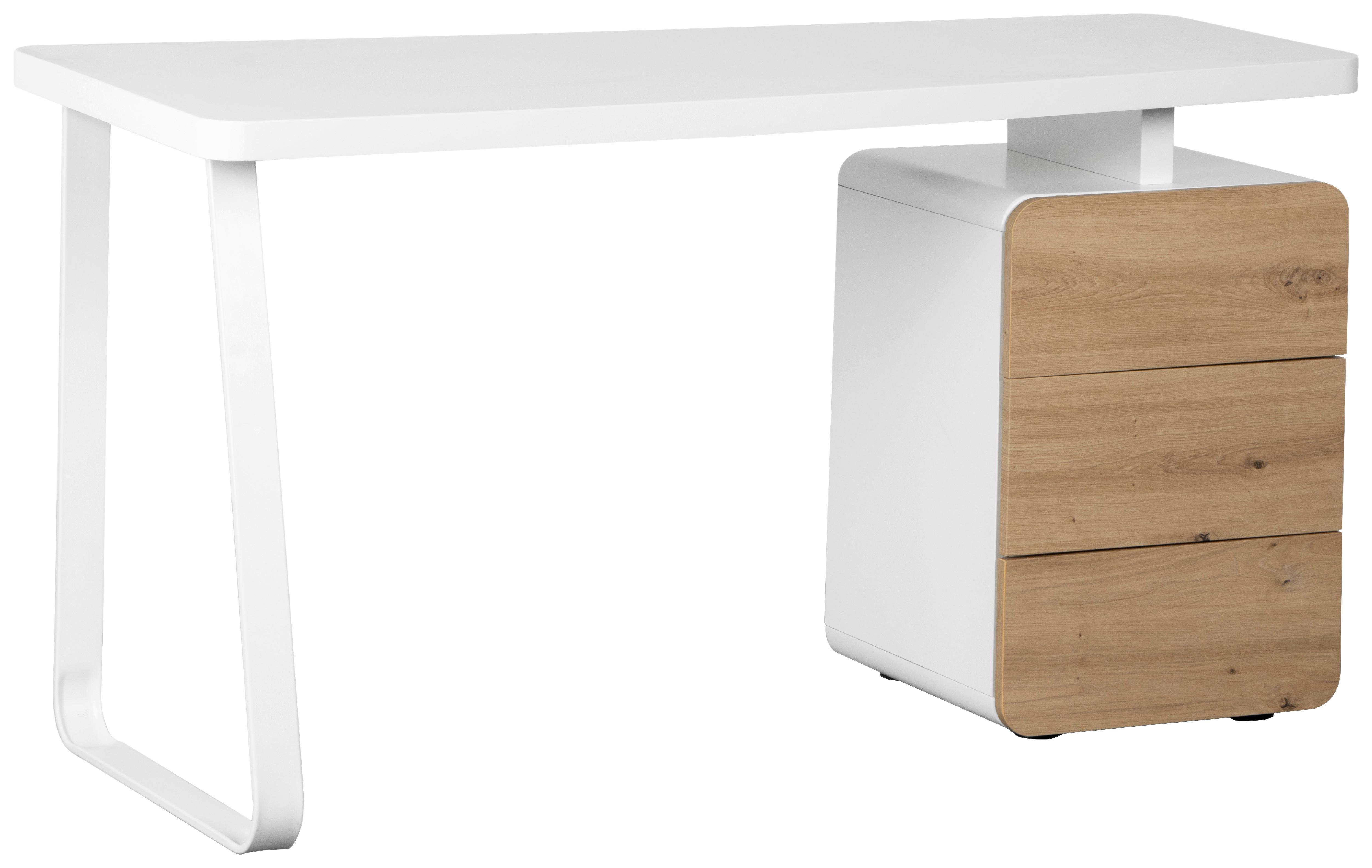 Schreibtisch Havanna - Eichefarben/Weiß, LIFESTYLE, Holzwerkstoff/Metall (140/75/60cm) - MID.YOU