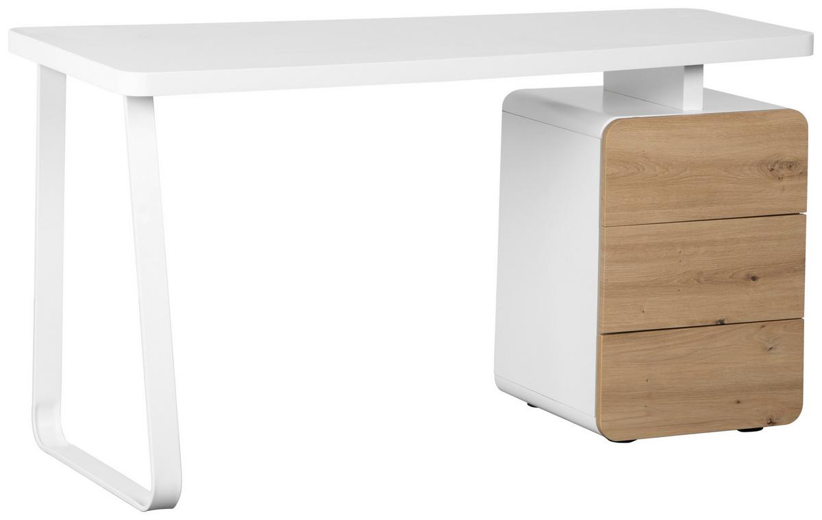 Schreibtisch Havanna - Eichefarben/Weiß, LIFESTYLE, Holzwerkstoff/Metall (140/75/60cm) - MID.YOU