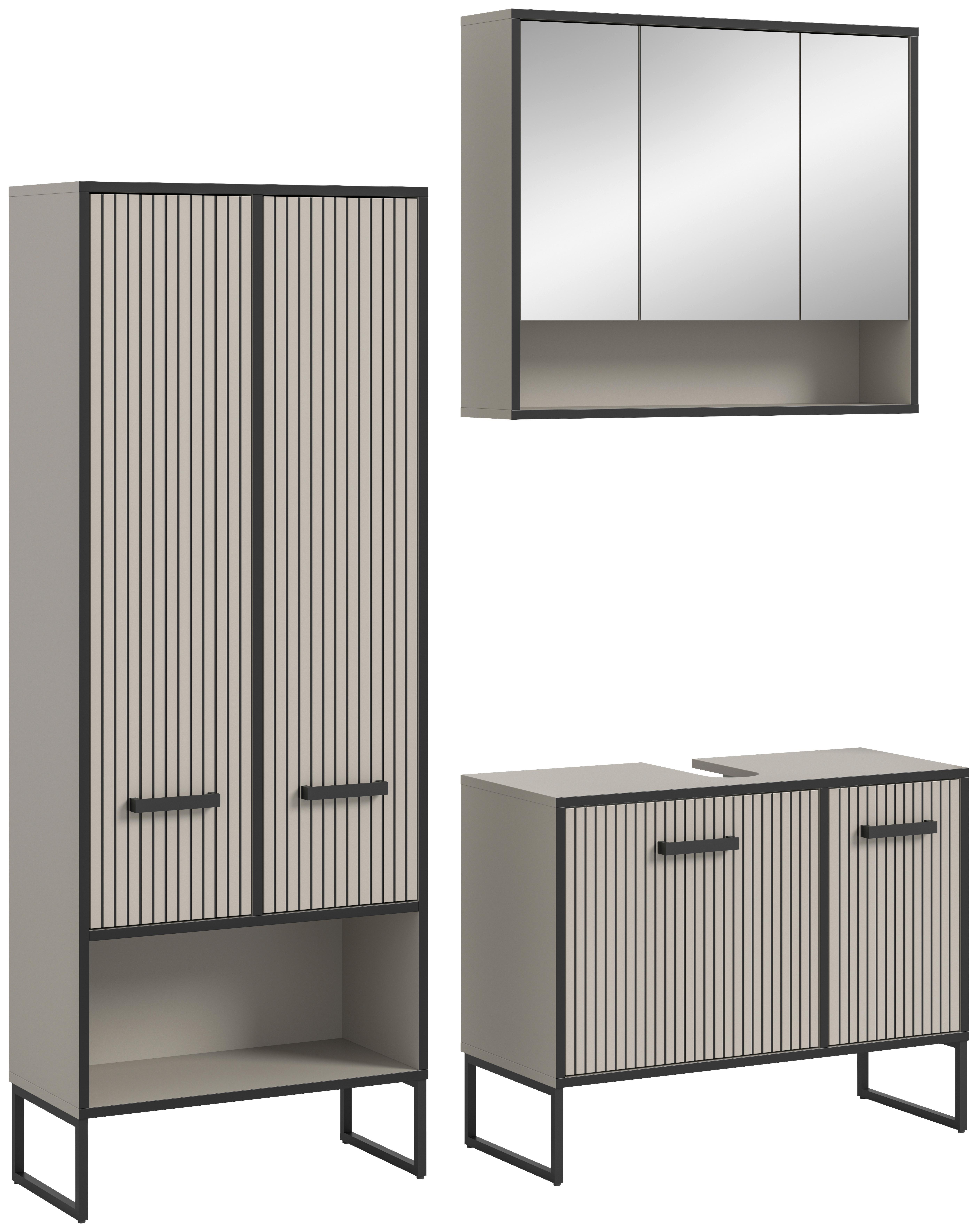 Badezimmer Bagno Schwarz/kaschmir B:139cm - Kaschmir/Schwarz, MODERN, Holzwerkstoff (139cm) - MID.YOU