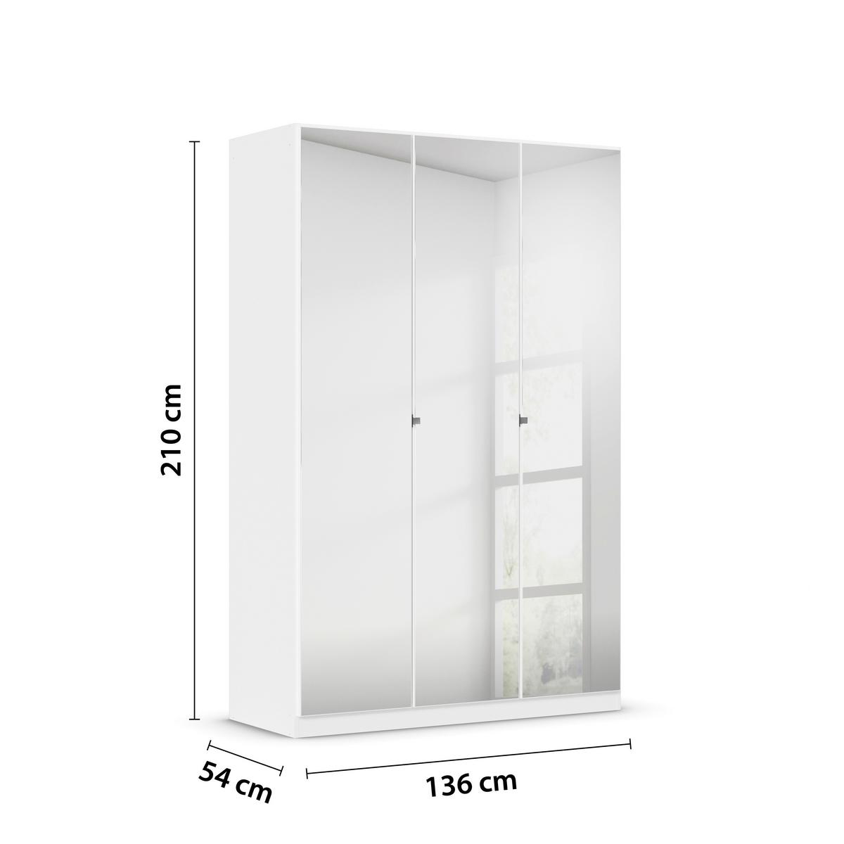 Kleiderschrank Reflect inkl. Inneneinteilung, 2 Körbe - Silberfarben/Weiß, MODERN, Holzwerkstoff (136/210/54cm)