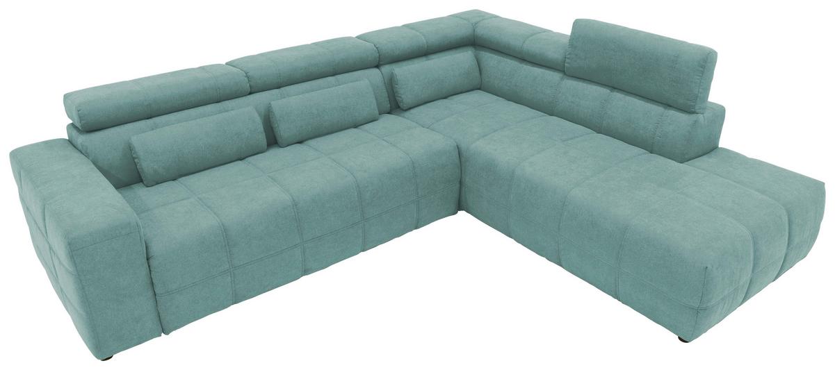 Ecksofa Brandon Kopfteile Verstellbar Mintgrün - Schwarz/Mintgrün, Design, Textil (275/228cm) - MID.YOU