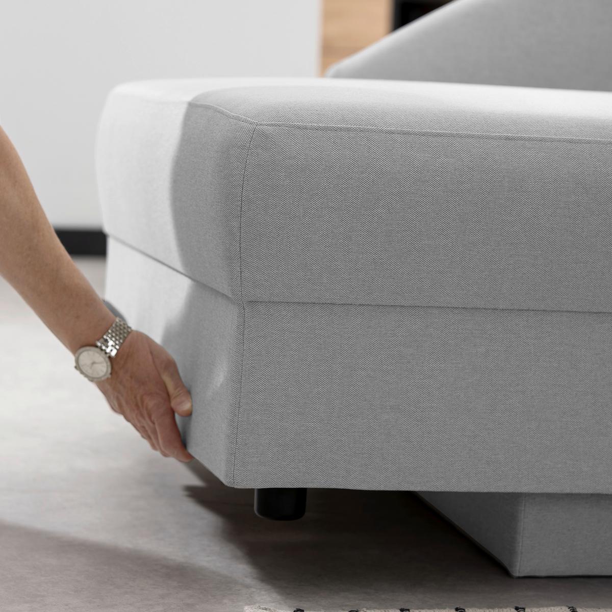 Recamiere Tobi L: 154cm Links Hellgrau mit Bettkasten - Hellgrau, Design, Textil (154/86/93cm) - Max Winzer
