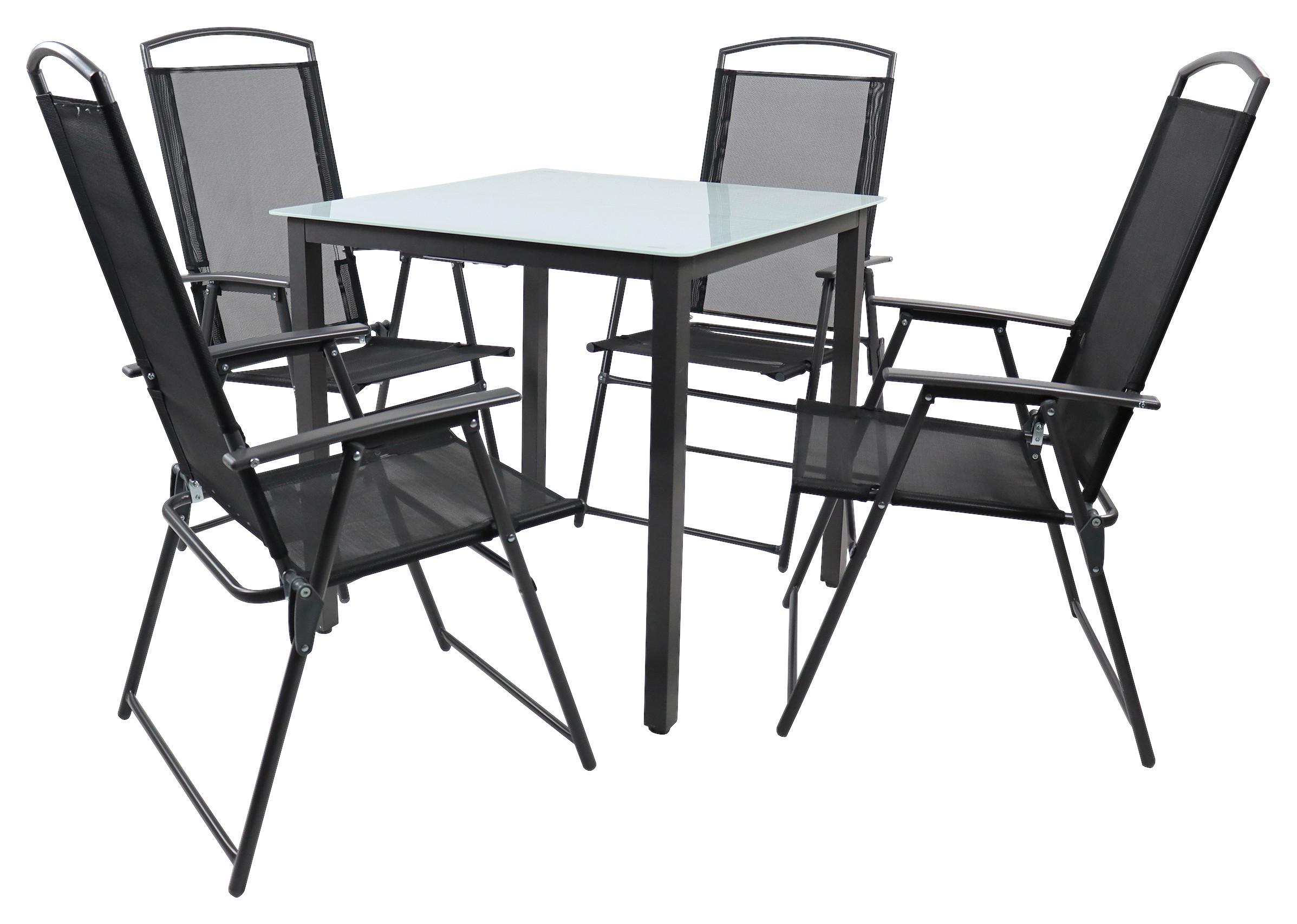 Zahradní sestava, 5- dílna stůl 80x80 - antracitová, Basics, kov/textil - Gardenson