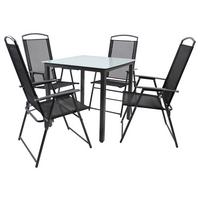 Zahradní sestava, 5- dílna stůl 80x80 - antracitová, Basics, kov/textil - Gardenson