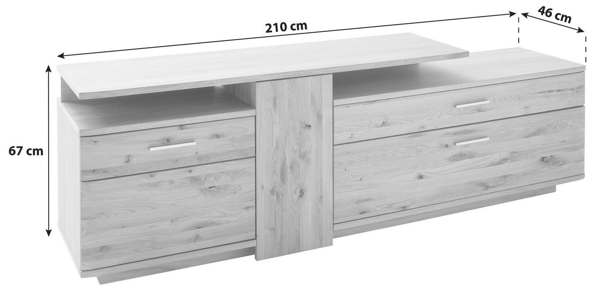 TV-Element Santori B: 210 cm Eiche Dekor - Eichefarben, Design, Holz/Holzwerkstoff (210/67/46cm) - Livetastic