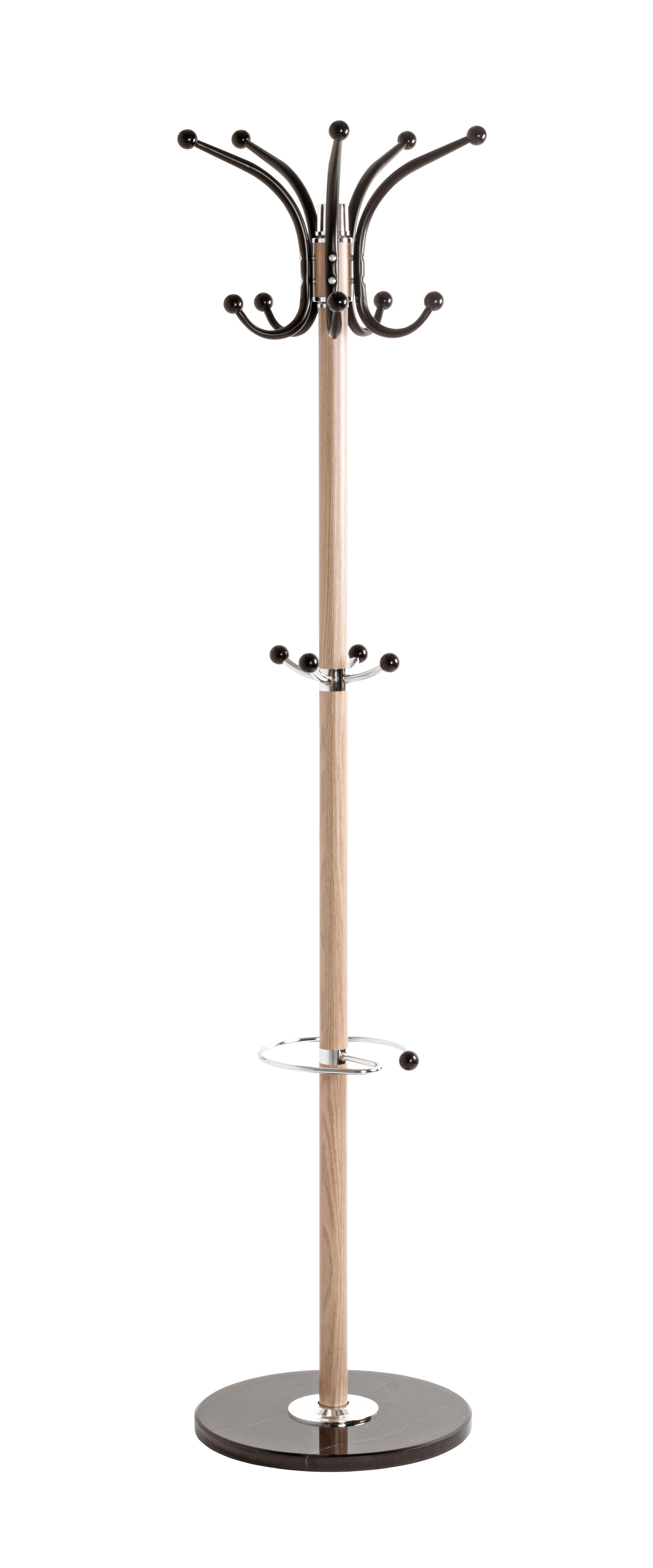 ŠATNÍ STOJAN MUCKI - černá/barvy dubu, Moderní, kov/kámen (39/171cm) - Mömax