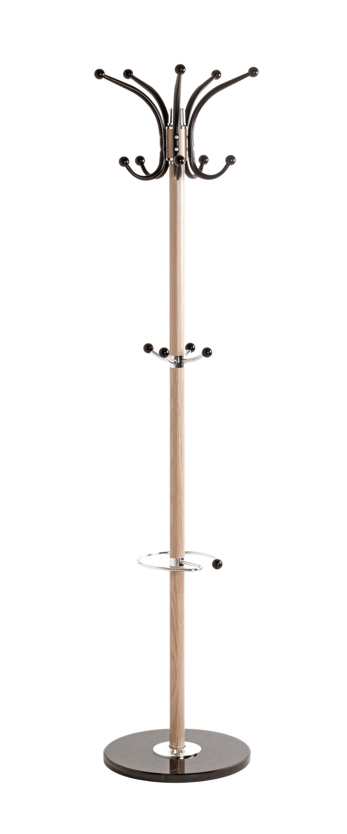ŠATNÍ STOJAN MUCKI - černá/barvy dubu, Moderní, kov/kámen (39/171cm) - Mömax