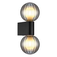 Badezimmer-Wandleuchte 41928-2 - Schwarz, KONVENTIONELL, Glas/Metall (26,5/10/12cm) - Globo