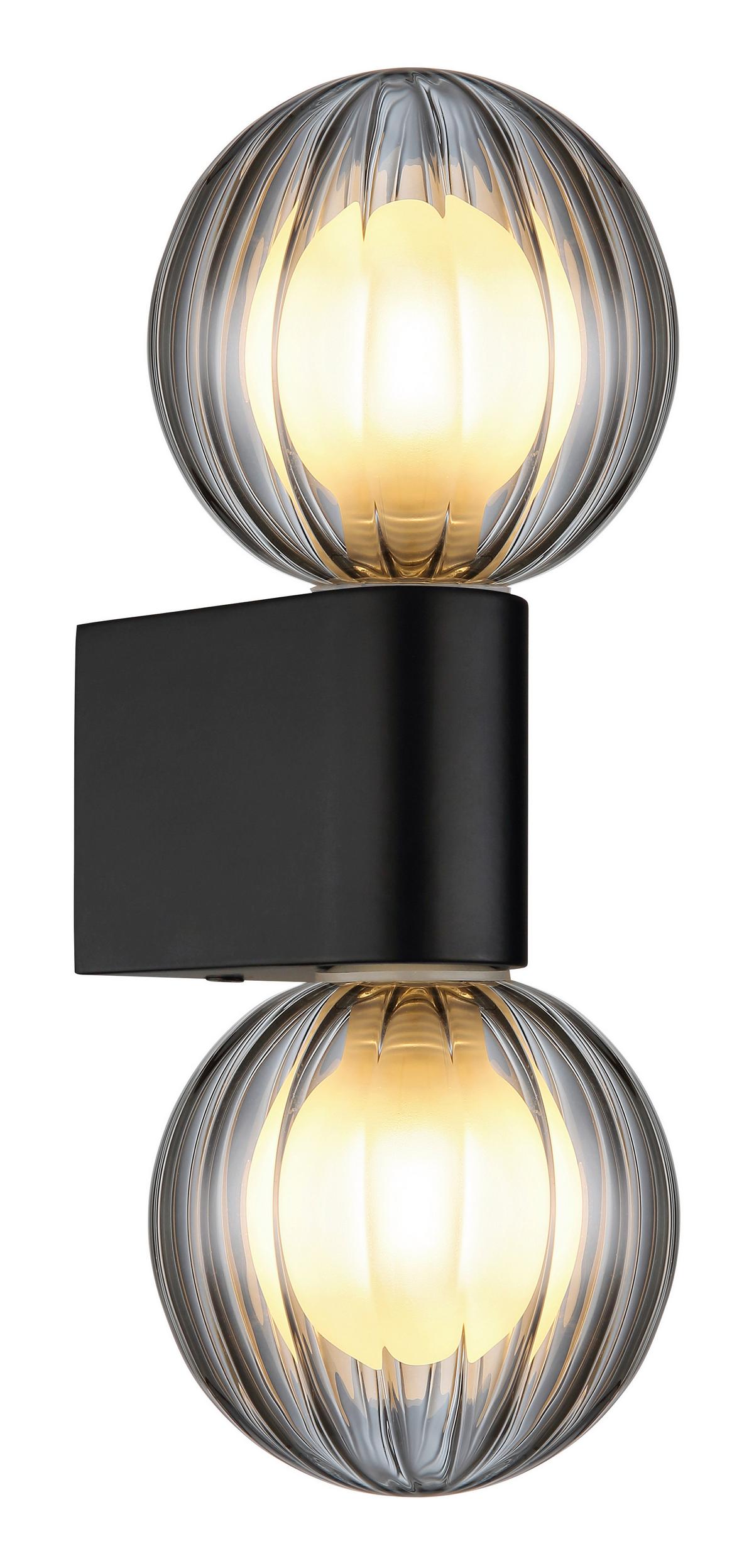 Badezimmer-Wandleuchte 41928-2 - Schwarz, KONVENTIONELL, Glas/Metall (26,5/10/12cm) - Globo