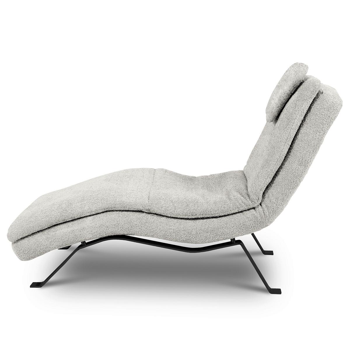 Relaxliege Black Hellgrau, B: 65cm - Hellgrau/Schwarz, Design, Leder (65/95/171cm) - Celina Home