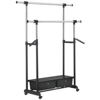 POJÍZDNÝ ŠATNÍ STOJAN CUBA 2 - černá/barvy chromu, Moderní, kov/plast (92-143/116-176/44cm)