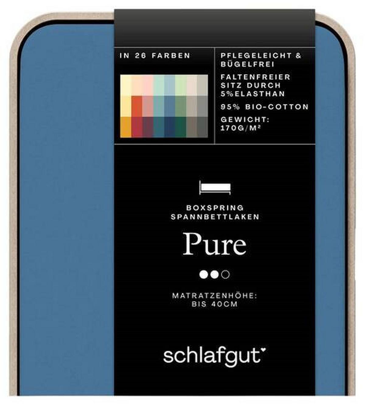 Boxspring-spannleintuch Pure Boxspring - Blau, Basics, Textil (120-130/200-220cm) - Schlafgut