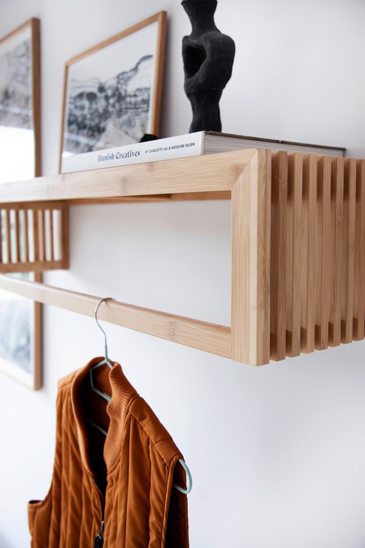 Wandgarderobe Rib Regal - Naturfarben, Design, Holz (94,5/20/27cm) - MID.YOU