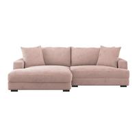 Rohová sedačka PELLE, levá, růžový manšestr - růžová/černá, Moderní, textil (180/265cm)