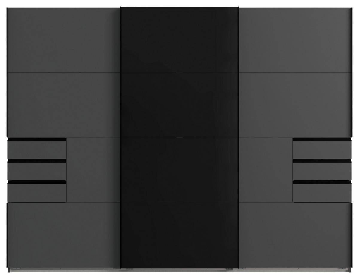 Schwebetürenschrank 270cm Saigon Graphit/schwarz - Graphitfarben/Schwarz, KONVENTIONELL, Glas/Holzwerkstoff (270/210/64cm) - MID.YOU