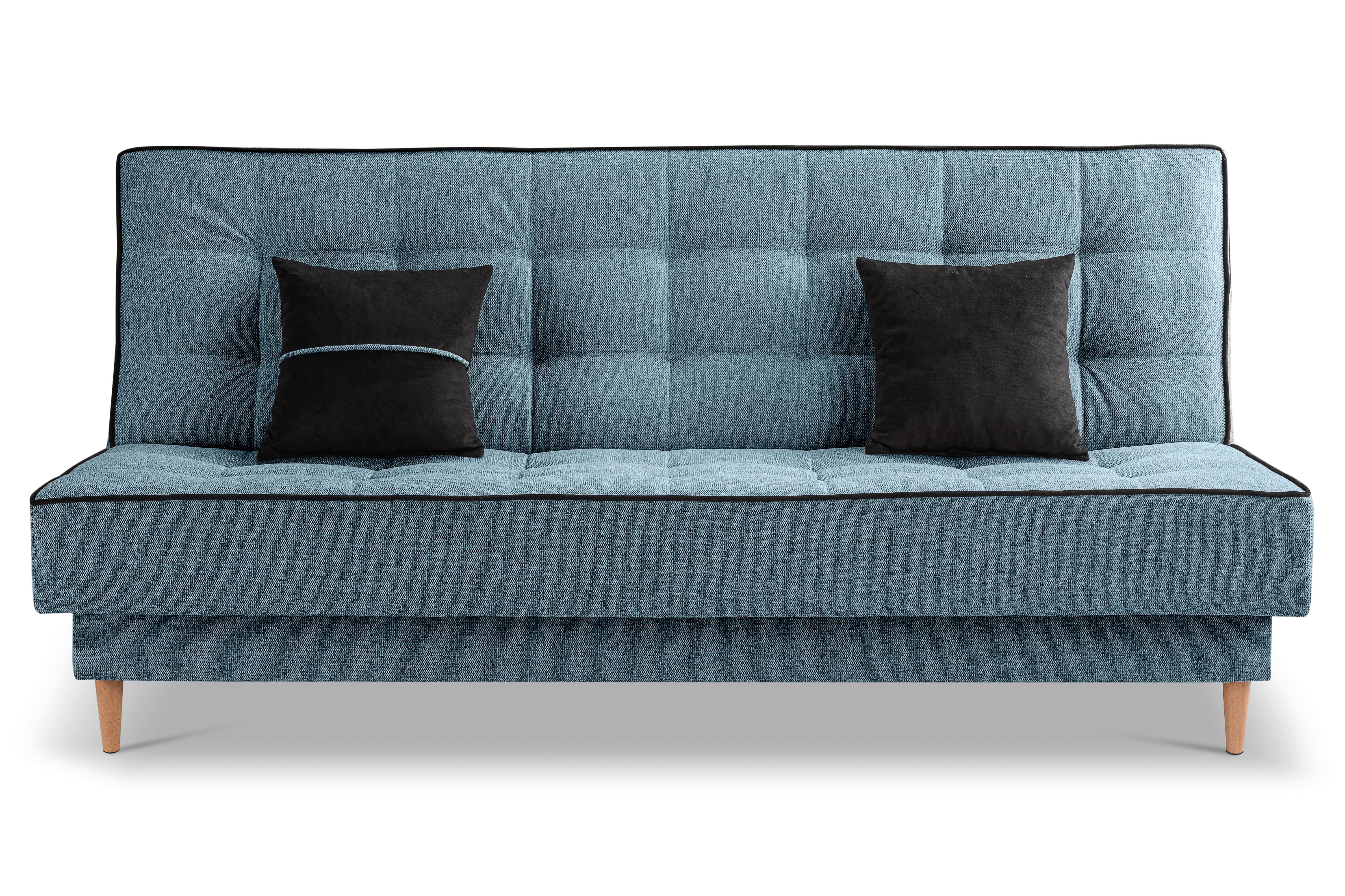 Schlafsofa Bono Blau B: 199cm - Hellbraun/Blau, Basics, Holz/Textil (199/91/91cm) - MID.YOU