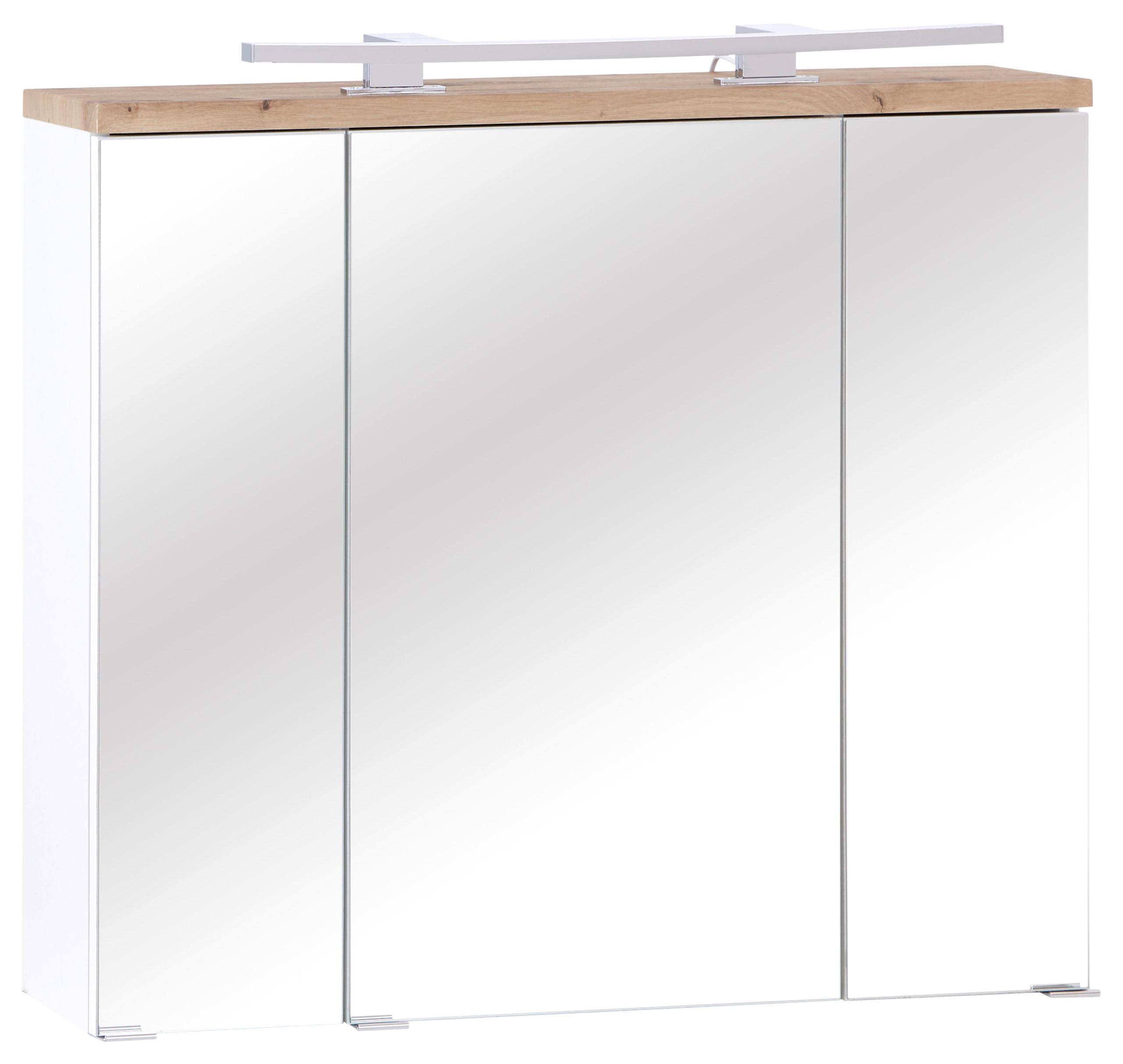 Spiegelschrank Marbella Mit Led 3-Türig BxHxT: 80x70x20 cm - Weiß, MODERN, Glas/Holzwerkstoff (80/70/20cm)