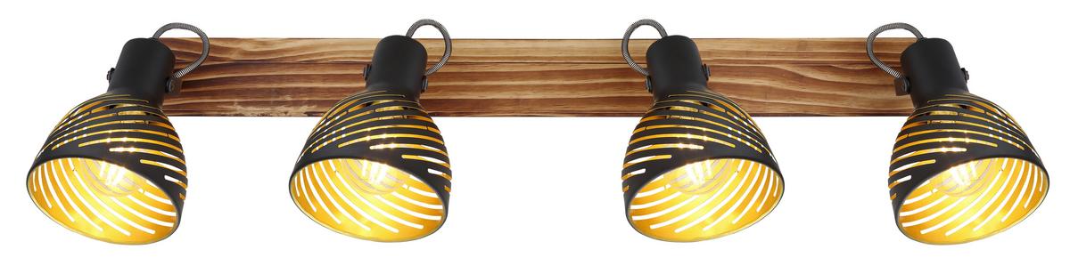 Strahler 4-Flammig verstellbar L: 80 cm - Dunkelbraun/Goldfarben, Basics, Holz/Metall (80/12,5/25cm) - Globo