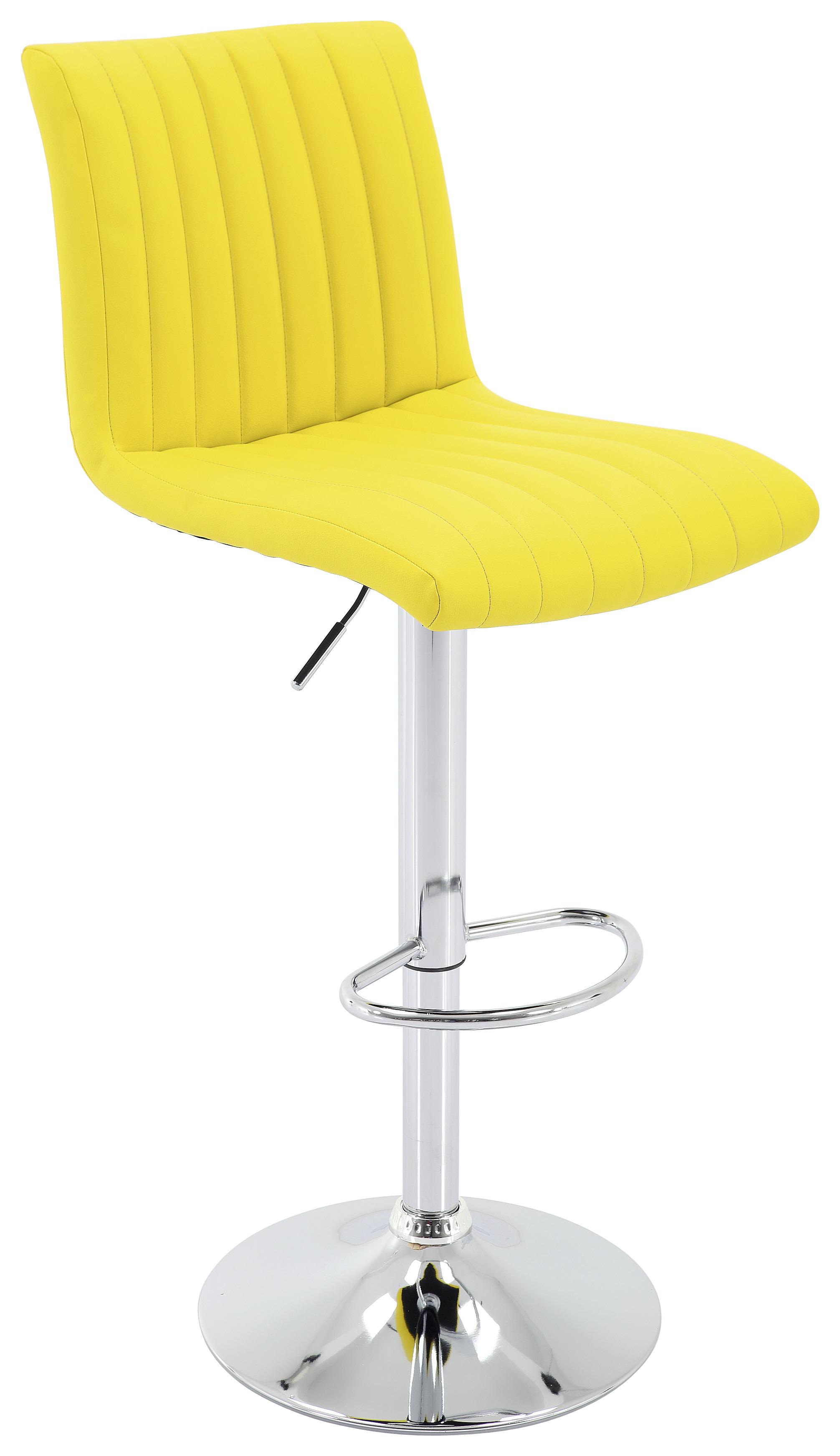 Barhocker höhenverstellbar mit Lehne Party Gelb/Chrom - Chromfarben/Gelb, MODERN, Textil/Metall (43/91-112/54cm) - MID.YOU