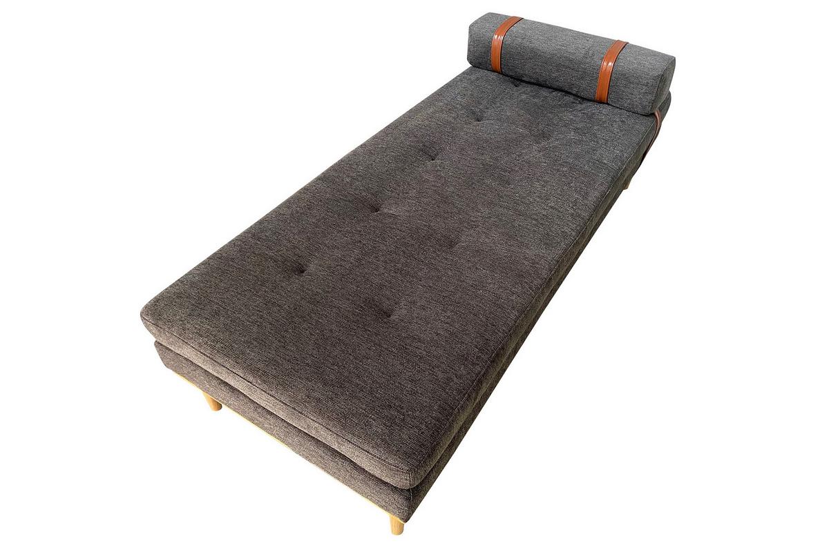 Chaiselongue Daybed Samt Anthrazit B: 180 Cm - Anthrazit/Naturfarben, MODERN, Textil (180/42/75cm) - Livetastic