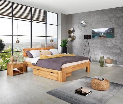 Futonbett Echtholz Massiv 160x200 Malu, Eiche - Eichefarben, Natur, Holz (160/200cm)