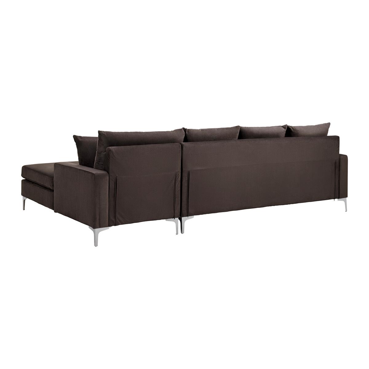 Sedací souprava ALONDRA, oboustranná, hnědá - hnědá/barvy nerez oceli, Moderní, kov/dřevo (287/182/80cm) - Bessagi Home