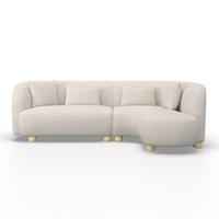 Rohová sedačka ALBA, krémová - krémová/farba duba, Modern, drevo/textil (256/78/85/166cm) - Bessagi Home