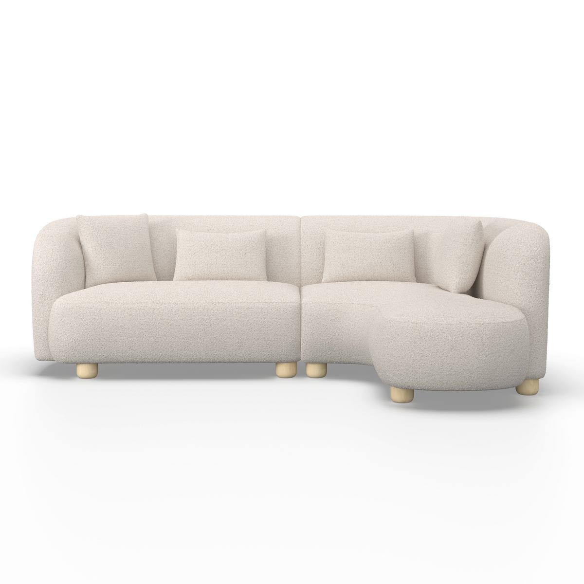 Rohová sedačka ALBA, krémová - krémová/farba duba, Modern, drevo/textil (256/78/85/166cm) - Bessagi Home