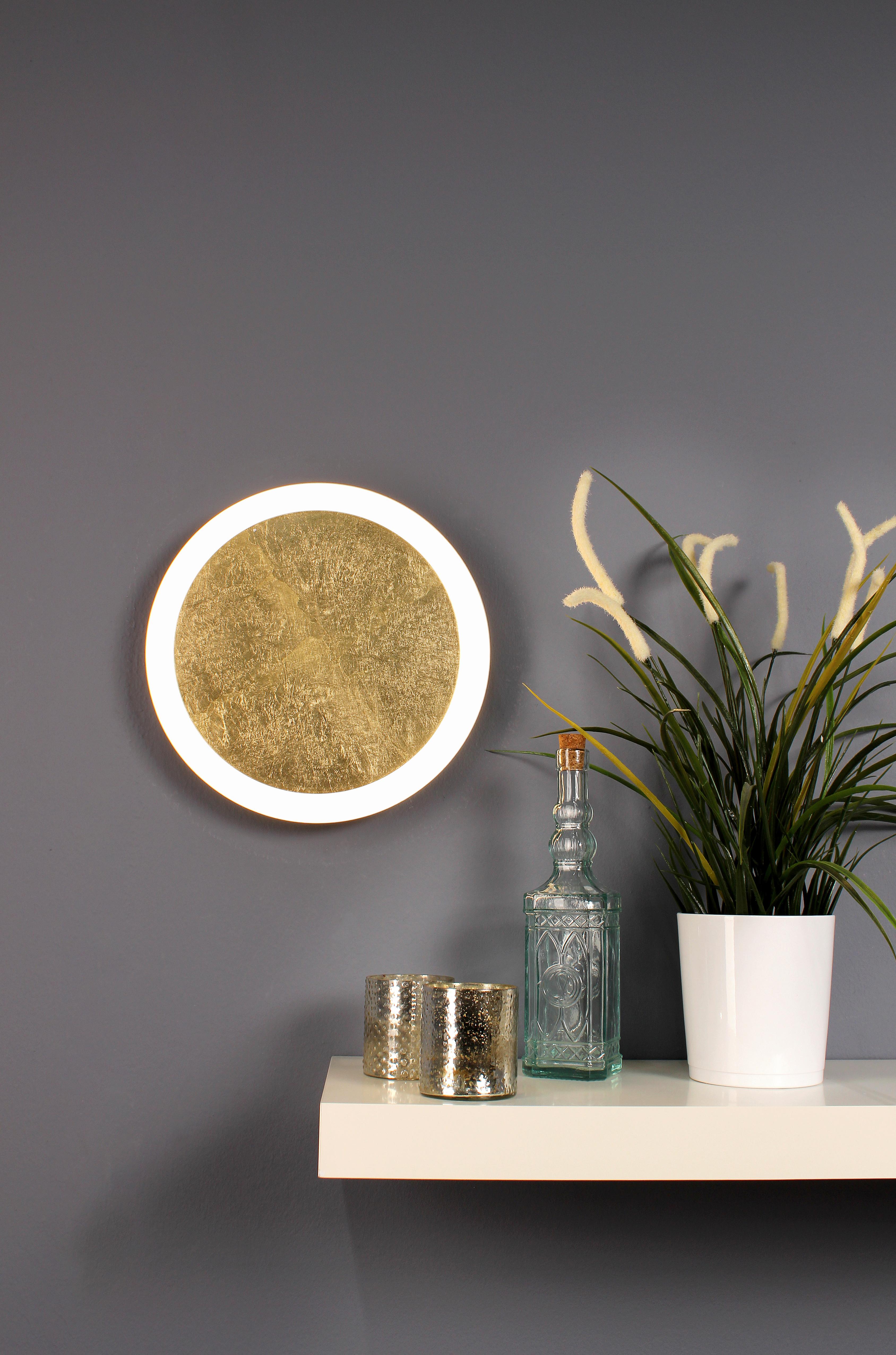 LED-Deckenleuchte Moon Ø 40 cm Mit 3 Helligkeitsstufen - Goldfarben/Schwarz, Design, Metall (40/4,1cm)