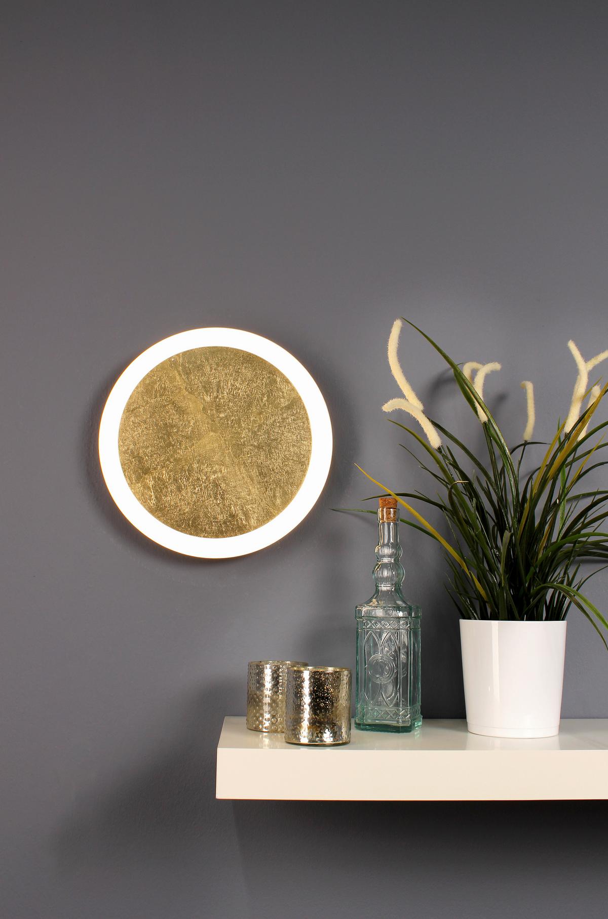 LED-Deckenleuchte Moon Ø 30 cm Mit 3 Helligkeitsstufen - Goldfarben/Schwarz, Design, Metall (30/4,1cm)