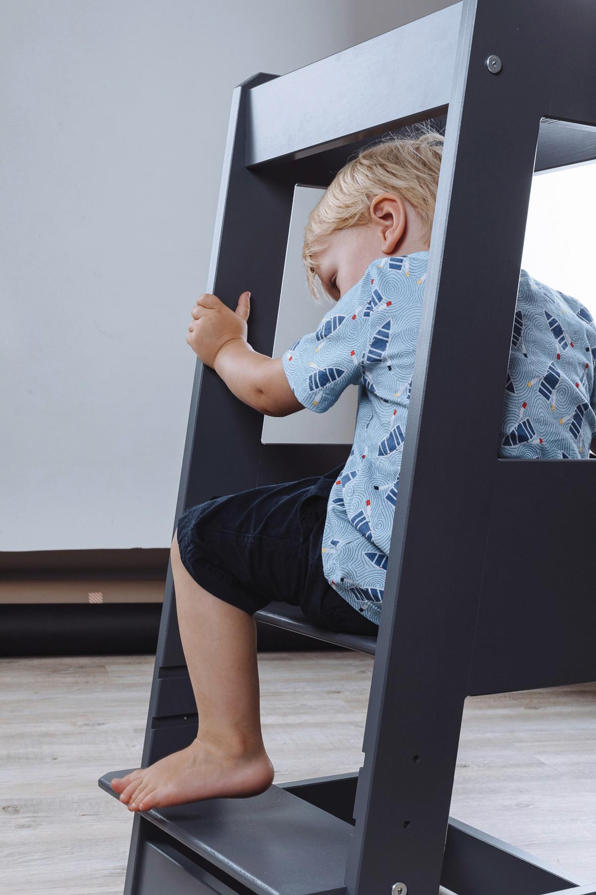 Lernturm Grau - Grau, Design, Holz (40/91/45cm) - tiSsi