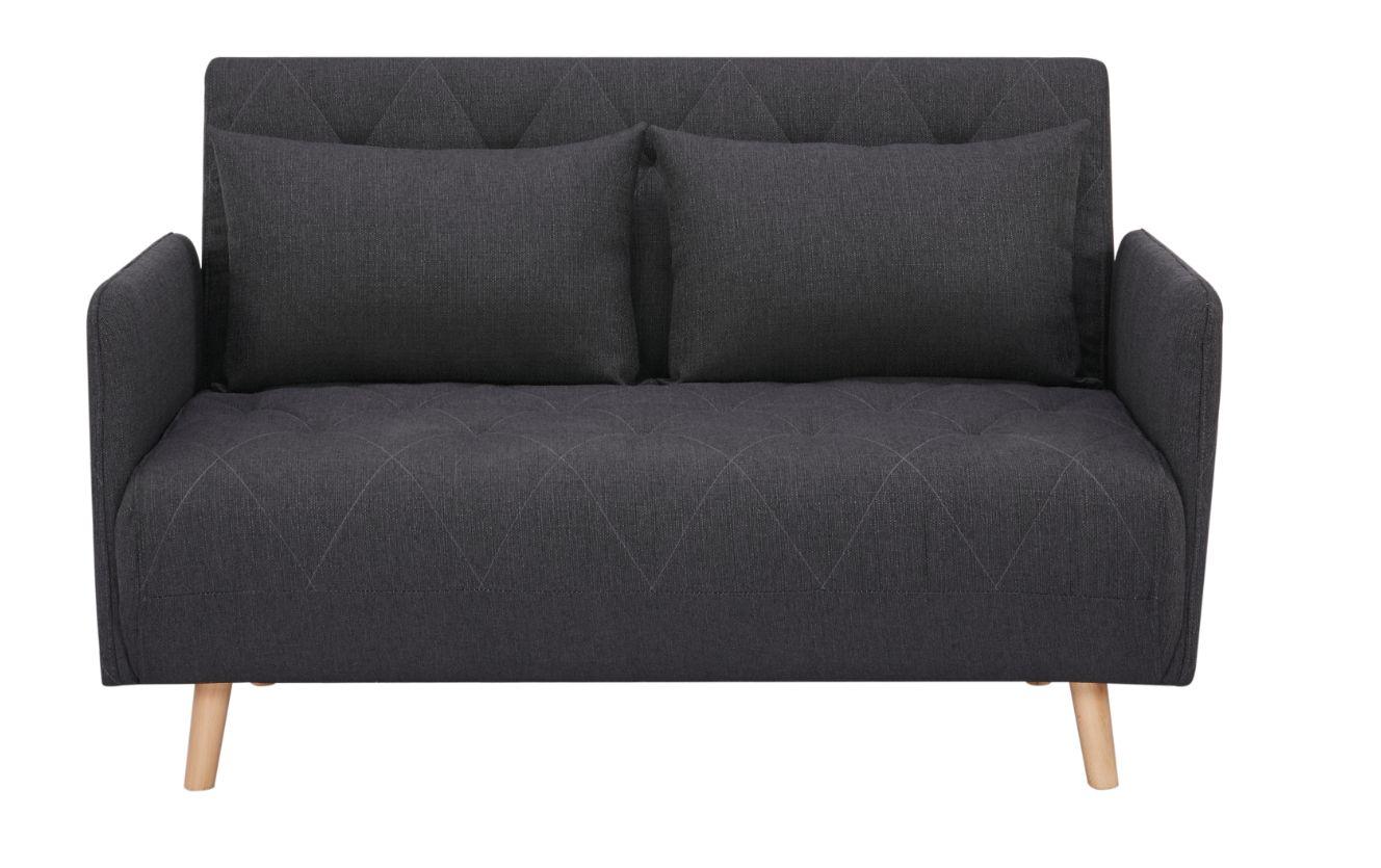 2-Sitzer-Sofa mit Schlaffunktion Dorry mit Kissen Schwarz