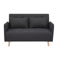 2-sitzer-sofa Mit Schlaffunkt. Dorry Mit Kissen Schwarz - Schwarz/Naturfarben, MODERN, Holz/Textil (132/81/90cm) - Luca Bessoni