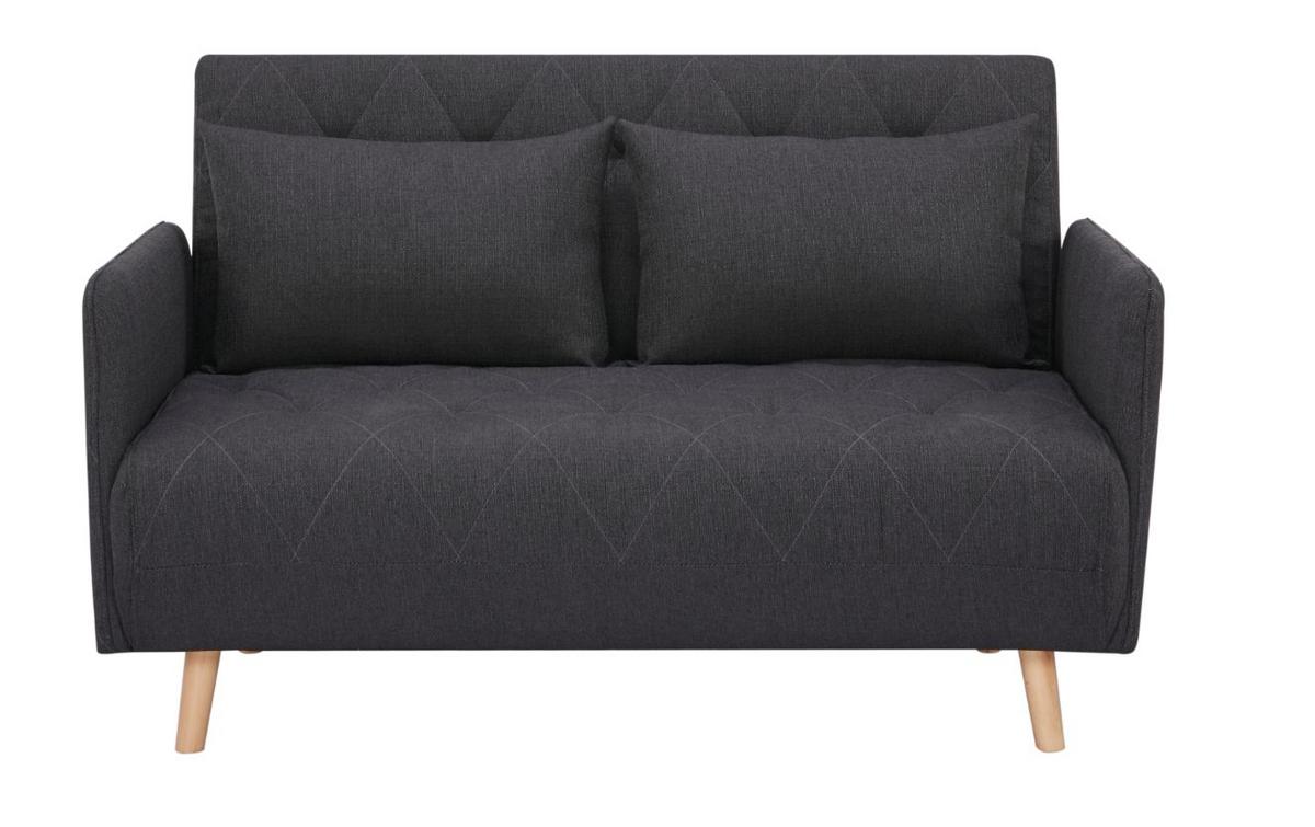 2-sitzer-sofa Mit Schlaffunkt. Dorry Mit Kissen Schwarz - Schwarz/Naturfarben, MODERN, Holz/Textil (132/81/90cm) - Luca Bessoni