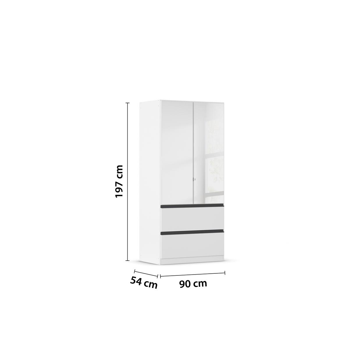 Drehtürenschrank Costa Weiß B: 91 cm - Weiß, MODERN, Holzwerkstoff (91/197/54cm) - Rauch Möbel