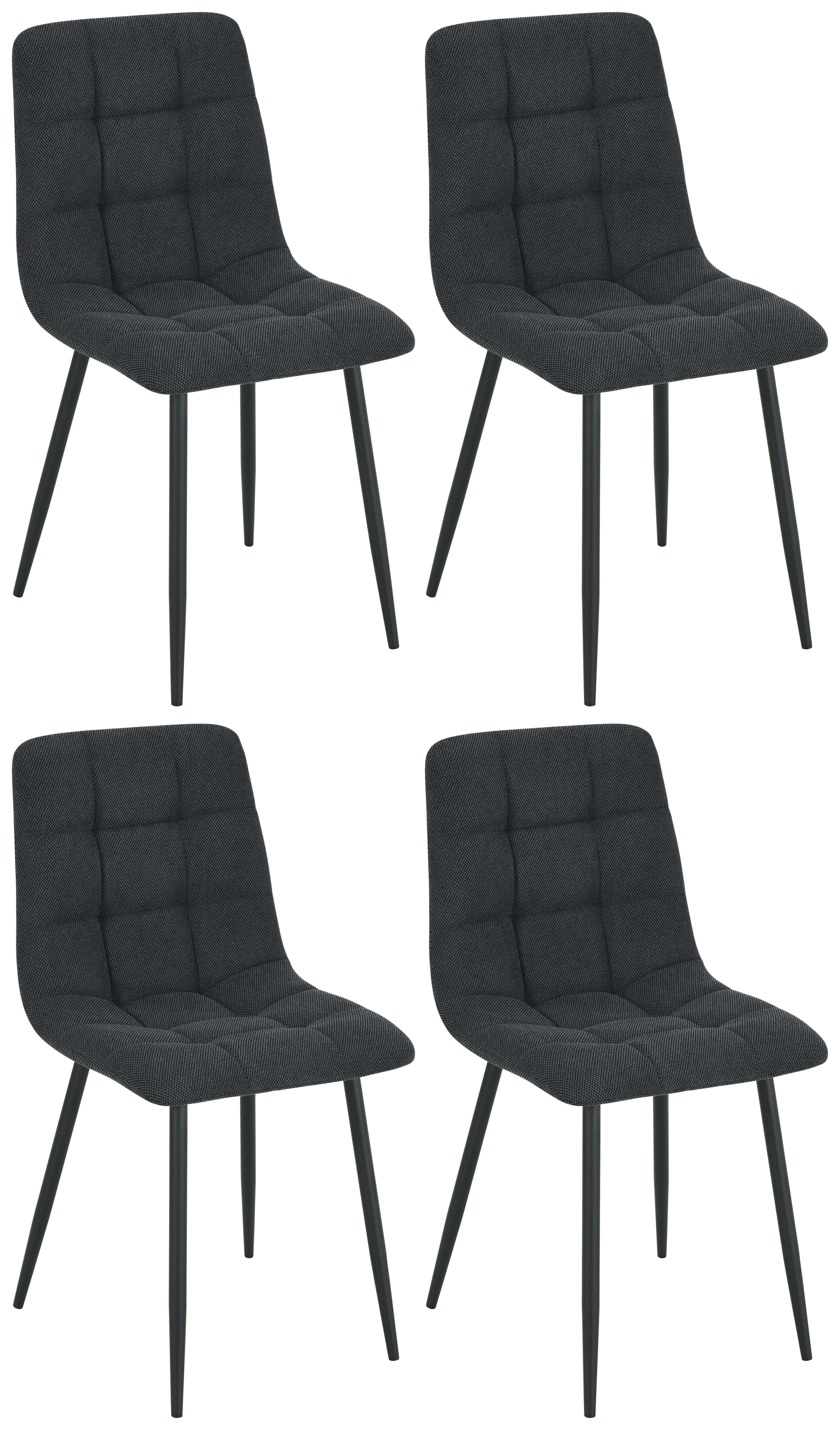 Vierfußstuhl Adea Leinenoptik Schwarz, B: 45 cm - Schwarz, KONVENTIONELL, Holz/Textil (45/88/55cm) - P & B