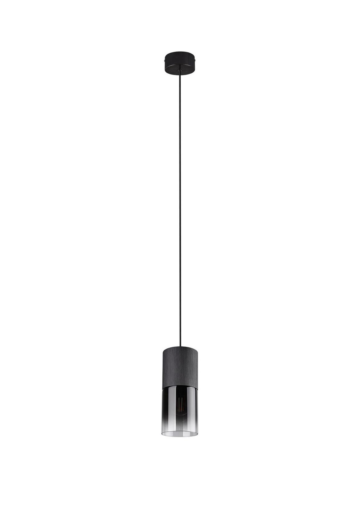 Hängeleuchte Robin H: 23-150cm 1-Flammig, Beliebig Kürzbar - Schwarz, Design, Glas/Metall (10/23-150cm) - Trio Leuchten