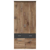Skriňa BRANDO 91cm farby dubu/grafit - grafitová/farba duba, Konventionell, kompozitné drevo/plast (91/199/58cm)