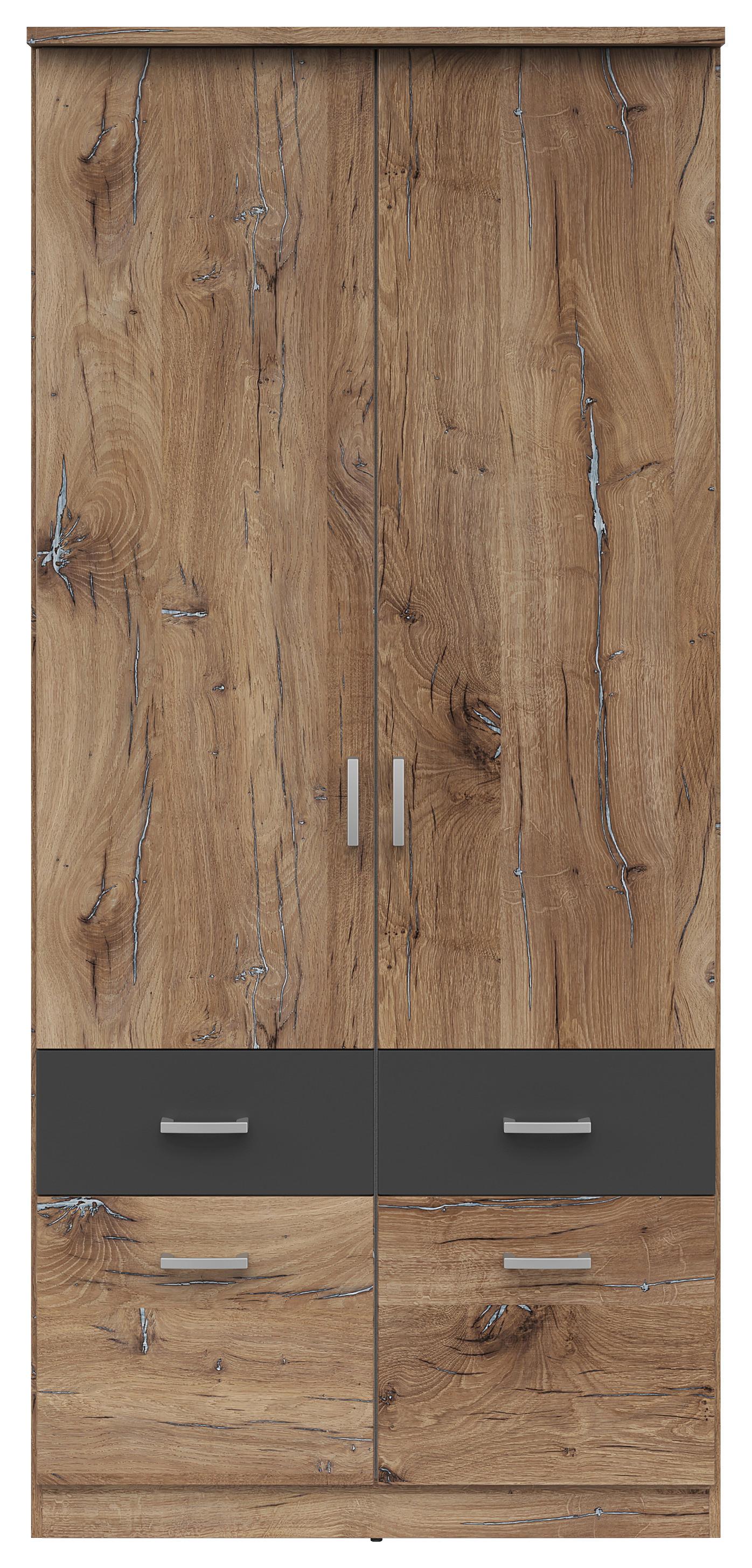Drehtürenschrank 91 Cm Brando Eiche Dekor/graphitfarben