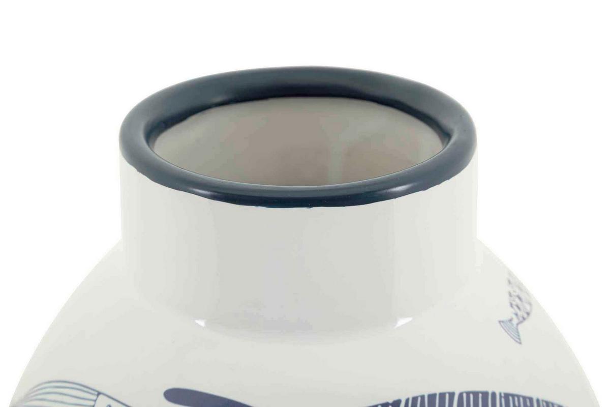 Vase Fish Blau, Weiß B: 21 Cm - Blau/Weiß, Basics, Keramik (21/31/21cm)