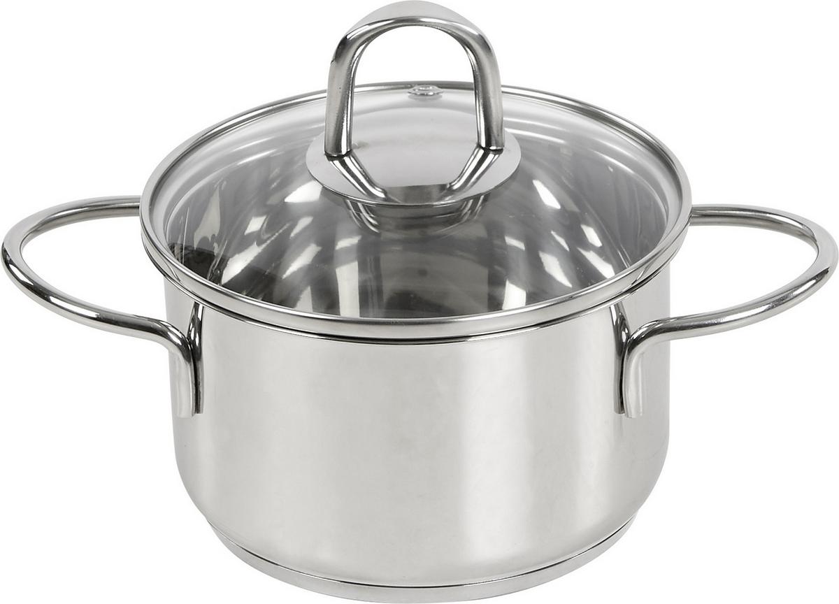Kochtopfset Jörg 14 -teilig. Edelstahl, Mit Deckel - Klar/Edelstahlfarben, KONVENTIONELL, Glas/Metall - James Wood