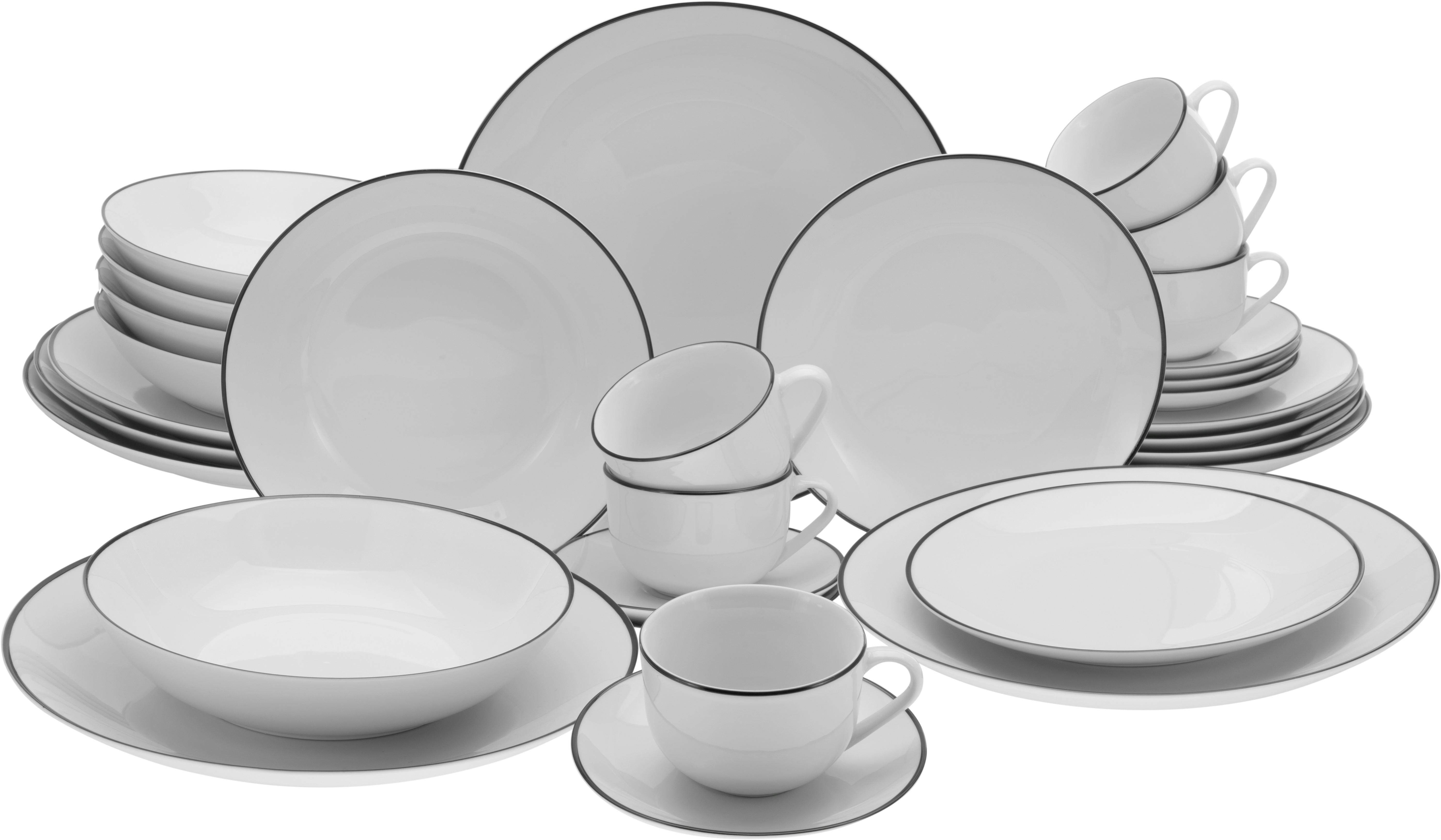 Kombinovaná souprava 30- dílna - bílá/černá, Basics, keramika - Creatable