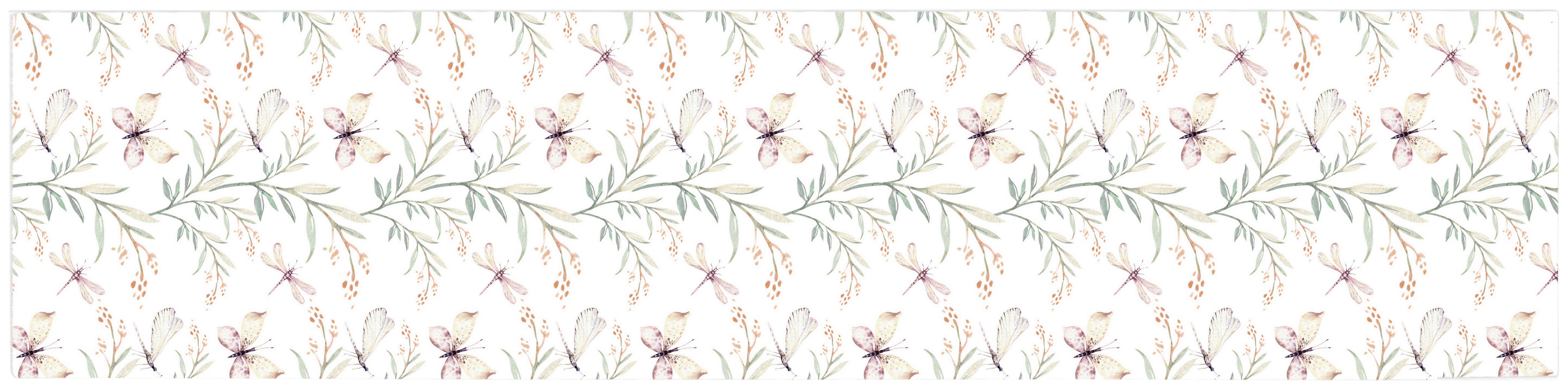 Tischläufer Butterfly - Weiß/Grün, ROMANTIK / LANDHAUS, Textil (40/140cm) - James Wood