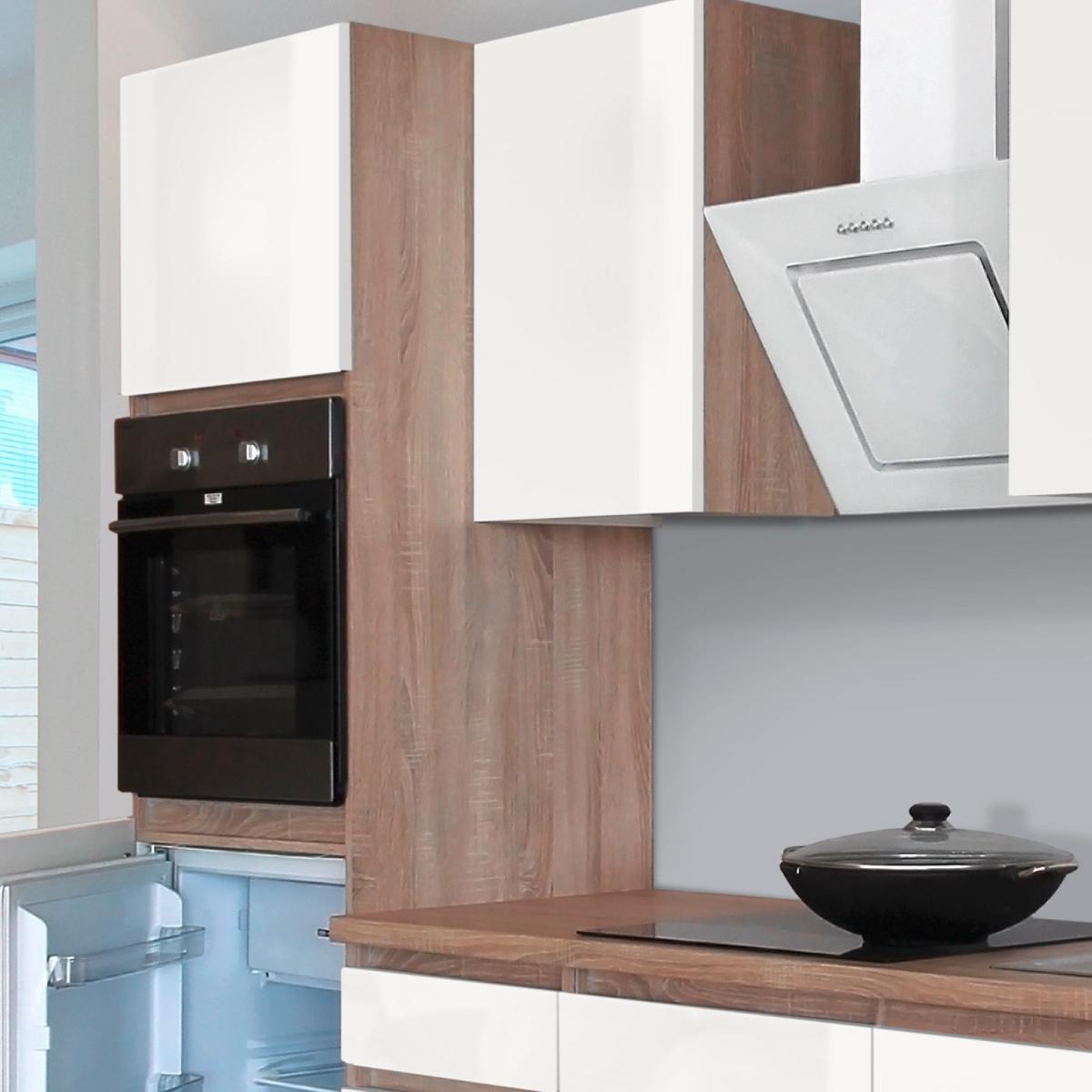 Küchenzeile Premium mit Geräten 270 cm Weiß/Eiche Dekor Modern - Eichefarben/Weiß, MODERN, Holzwerkstoff (270cm) - Respekta