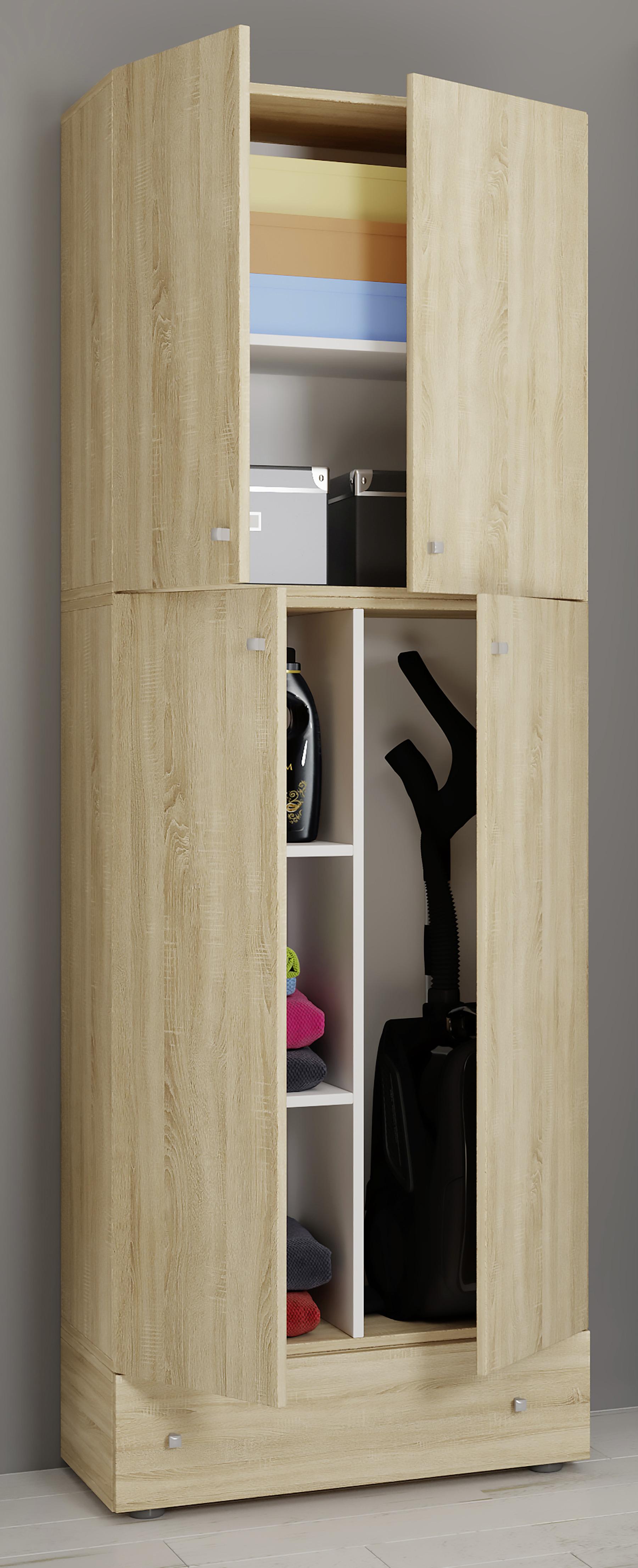 Mehrzweckschrank Lona XXL Eiche Dekor BxH: 70x200 cm - Schwarz/Sonoma Eiche, MODERN, Holzwerkstoff (70/200/39cm) - MID.YOU